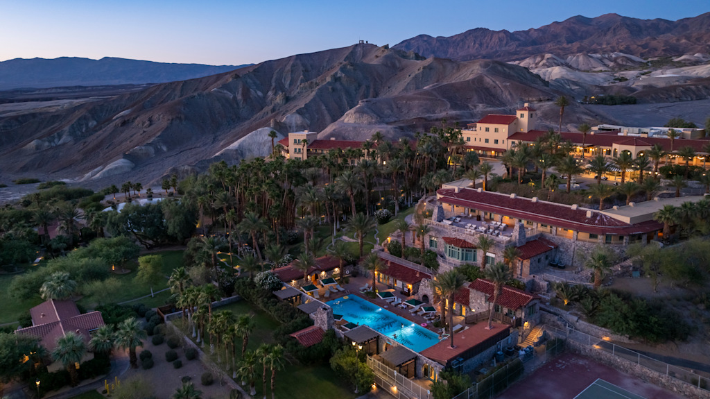 Inn aerial dusk pool